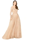 Lara New York Long Sleeve, A-line Gown With A V-neckline In Champagne