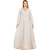 Lara New York Long Sleeve, Beaded A-line Bridal Dress In Ivory
