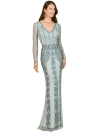 Lara New York Long Sleeve Beaded Dress In Blue