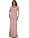 Lara New York Long Sleeve Beaded Gown In Cashmere