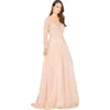 Lara New York Long Sleeve Beaded Lace Gown In Powderpink