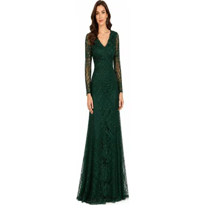 Lara New York Long Sleeve Beaded Maxi Gown In Dark Green