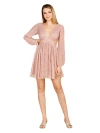 Lara New York Long Sleeve Cut Out Dress With Lace Up Back In Blush