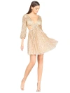 Lara New York Long Sleeve Cut Out Dress With Lace Up Back In Champagne