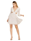 Lara New York Long Sleeve Cut Out Dress With Lace Up Back In Ivory