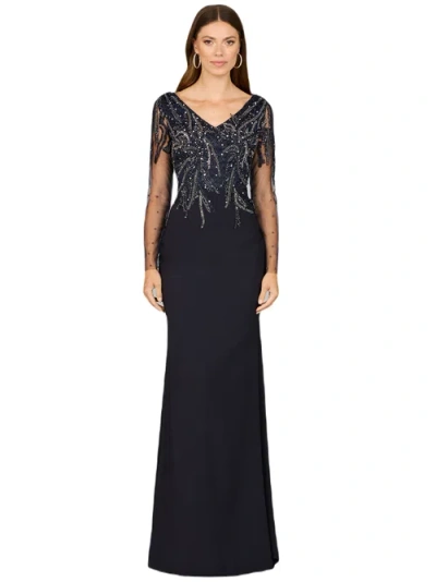 Lara New York Long Sleeve Knit Gown In Navy