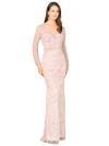 Lara New York Long Sleeve Lace Fitted Gown In Dustyrose