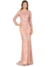Lara New York Long Sleeve Lace Gown In Blush
