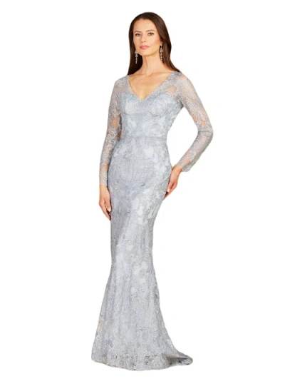 Lara New York Long Sleeve Lace Mermaid Gown In Lightblue