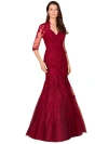 Lara New York Long Sleeve, Mermaid Lace Gown In Dark Red