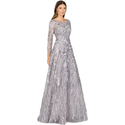 Lara New York Long Sleeve Modest A-line Gown In Multi