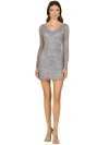 Lara New York Long Sleeve Short Beaded Dress In Grey