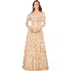 Lara New York Long Sleeve V-neck Ballgown In Champagne