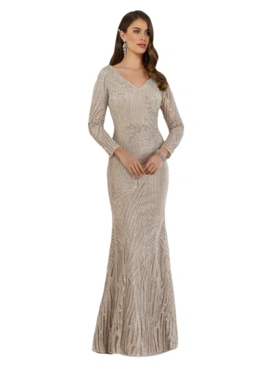 Lara New York Long Sleeves Lace Mermaid Gown In Grey