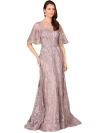 Lara New York Modest, Cape Sleeve A-line Gown In Dusty Lavender