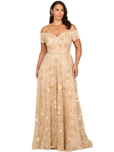 Lara New York Off Shoulder A-line Floral Gown In Brown