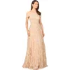 Lara New York Off Shoulder A-line Gown In Neutral