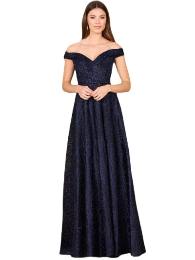 Lara New York Off Shoulder Ballgown In Navy