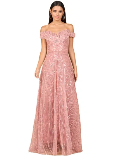 Lara New York Off Shoulder Beaded Ballgown In Pink