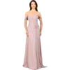 Lara New York Off Shoulder Chiffon Dress In Dusty Rose