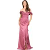 Lara New York Off Shoulder Crepe Gown In Dark Rose