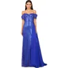 Lara New York Off Shoulder Fitted Gown In Blue