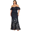 Lara New York Off Shoulder Mermaid Lace Gown In Blue
