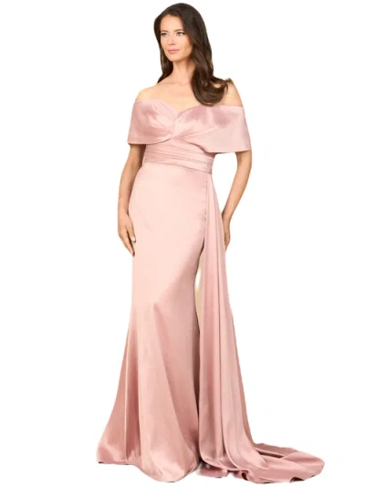 Lara New York Off Shoulder Satin Dress In Blush