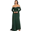 Lara New York Off Shoulder Satin Dress With Beaded Details In Green