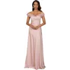Lara New York Off Shoulder Satin Gown In Blush