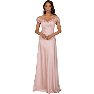 Lara New York Off Shoulder Satin Gown In Blush