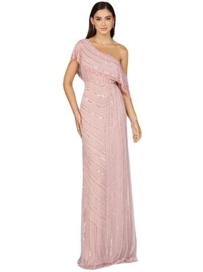 Lara New York Off Shoulder Sheath Beaded Gown In Dustyrose