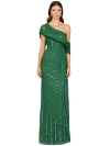 Lara New York Off Shoulder Sheath Beaded Gown In Forestgreen