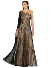 Lara New York One Shoulder A-line Gown In Black