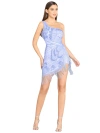 Lara New York One Shoulder Cocktail Dress With Fringe In Blueiris