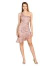 Lara New York One Shoulder Cocktail Dress With Fringe In Blush