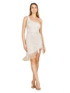 Lara New York One Shoulder Cocktail Dress With Fringe In Ivory