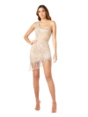 Lara New York One Shoulder Cocktail Dress With Fringe In Nudesilver