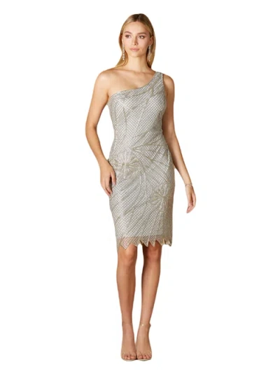 Lara New York One Shoulder Cocktail Gown In Silver
