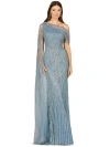 Lara New York One Shoulder Fitted Gown In Slate