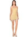 Lara New York One Shoulder Fringe Short Dress In Yellow