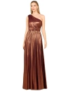 Lara New York One Shoulder Metallic Dress In Brown