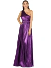 Lara New York One Shoulder Metallic Dress In Purple