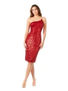 Lara New York One Shoulder Midi Cocktail Dress In Red