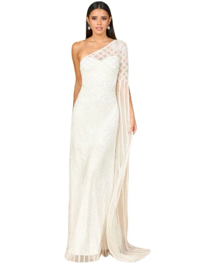 Lara New York One Sleeve Beaded Gown In Ivory