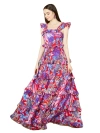 Lara New York Printed Gown With Ruffle Skirt In Red