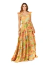 Lara New York Ruffle Printed Gown With Straps In Yellowprint