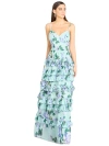 Lara New York Ruffle Skirt Printed Gown With Spaghetti Straps In Mint