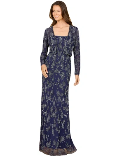 Lara New York Sheath Gown With Long Sleeve Jacket In Blue
