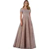 Lara New York Sheer Off Shoulder Ball Gown In Dustypurple